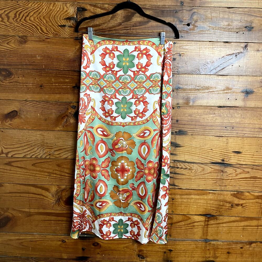 Funky Silk Midi Slip Skirt size Large